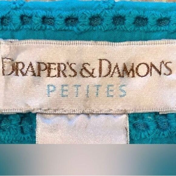 Draper’s and Damon’s Eyelet Blouse/Jacket in Teal Green Women’s Petite Large - Picture 5 of 7